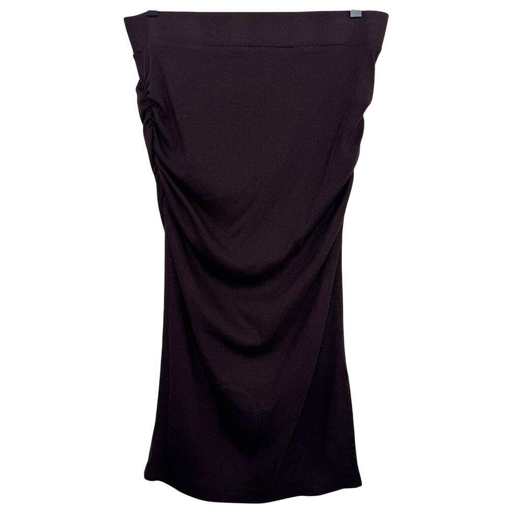 Michael Stars Brown Ruched Rae Midi Skirt Ultra Rib Size Medium